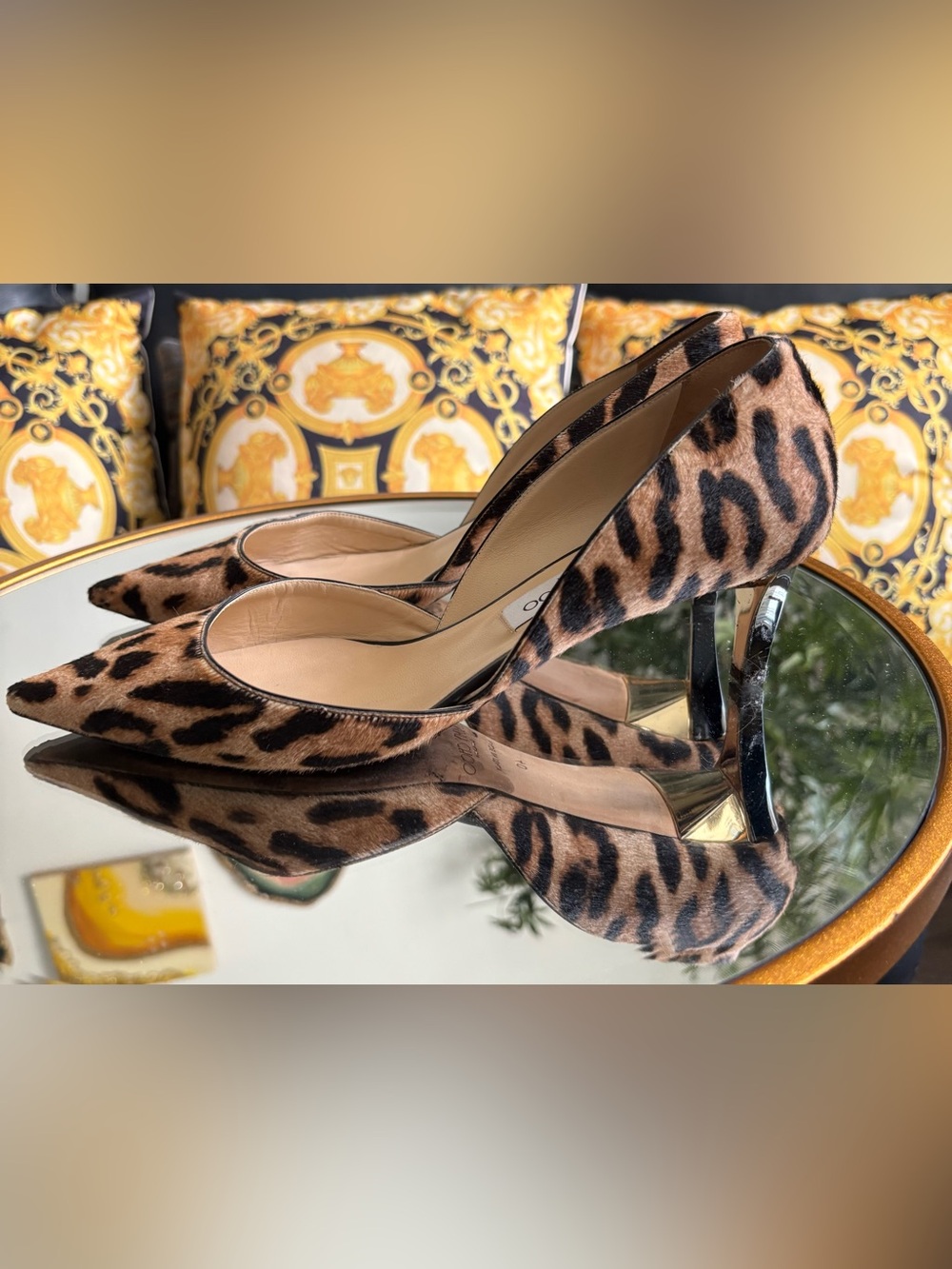 Jimmy Choo Leopard Print Pumps in Brown and Black - Picture 3 of 7